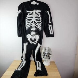 Kids` Skeleton Jumpsuit Boys Girls‎ Bones Halloween Costume & Mask L 12/14